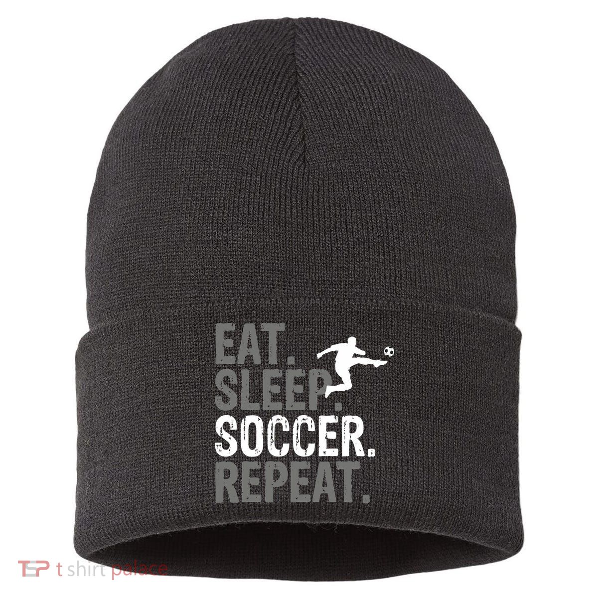 Eat Sleep Soccer Repeat - Soccer Graphic Sustainable Knit Beanie