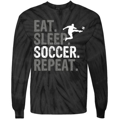 Eat Sleep Soccer Repeat - Soccer Graphic Tie-Dye Long Sleeve Shirt