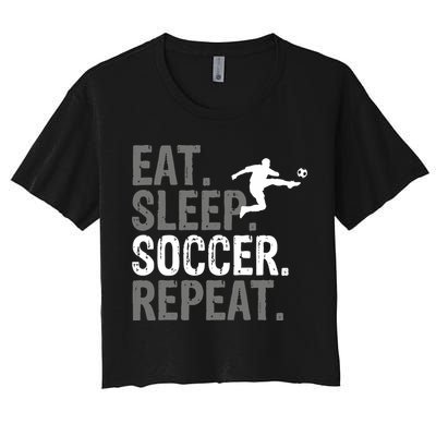 Eat Sleep Soccer Repeat - Soccer Graphic Crop Top