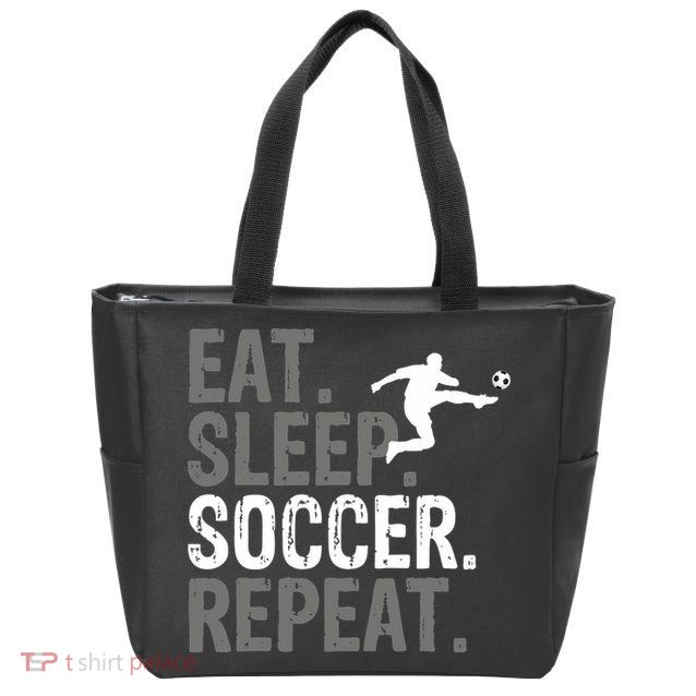 Eat Sleep Soccer Repeat - Soccer Graphic Zip Tote Bag