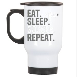 Eat Sleep Soccer Repeat - Soccer Graphic Stainless Steel Travel Mug