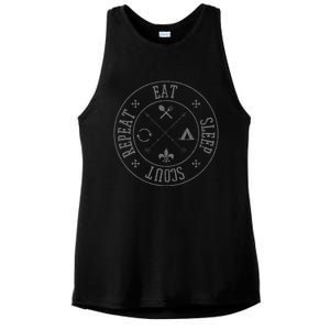 Eat Sleep Scout Repeat Outdoor Camping Nature Ladies PosiCharge Tri-Blend Wicking Tank