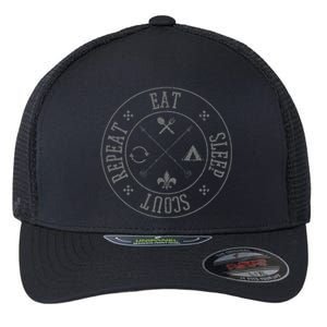 Eat Sleep Scout Repeat Outdoor Camping Nature Flexfit Unipanel Trucker Cap