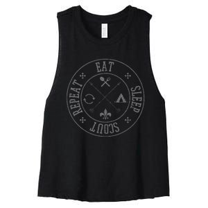 Eat Sleep Scout Repeat Outdoor Camping Nature Women's Racerback Cropped Tank