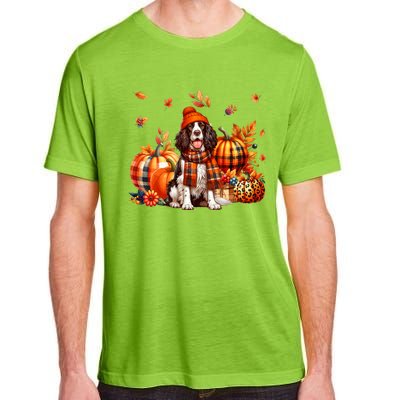 English Springer Spaniel Thanksgiving Leopard Pumpkins Fall Adult ChromaSoft Performance T-Shirt