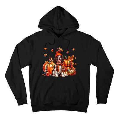 English Springer Spaniel Thanksgiving Leopard Pumpkins Fall Hoodie