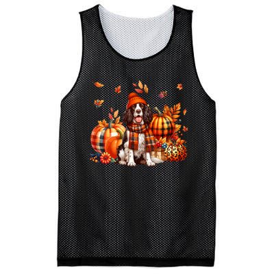 English Springer Spaniel Thanksgiving Leopard Pumpkins Fall Mesh Reversible Basketball Jersey Tank