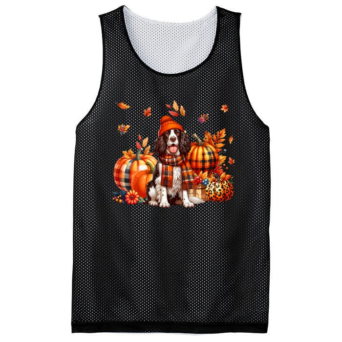 English Springer Spaniel Thanksgiving Leopard Pumpkins Fall Mesh Reversible Basketball Jersey Tank