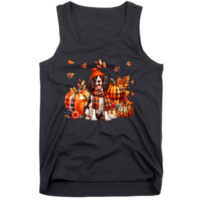 English Springer Spaniel Thanksgiving Leopard Pumpkins Fall Tank Top