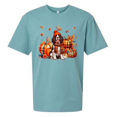 English Springer Spaniel Thanksgiving Leopard Pumpkins Fall Sueded Cloud Jersey T-Shirt