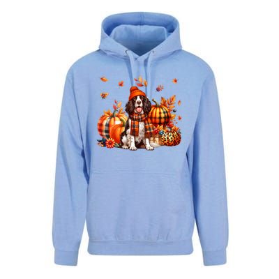 English Springer Spaniel Thanksgiving Leopard Pumpkins Fall Unisex Surf Hoodie