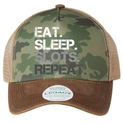 Eat Sleep Slots Repeat - Funny Slot Machine Gambling Legacy Tie Dye Trucker Hat