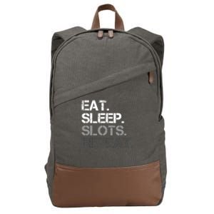 Eat Sleep Slots Repeat - Funny Slot Machine Gambling Cotton Canvas Backpack