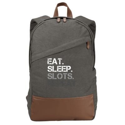 Eat Sleep Slots Repeat - Funny Slot Machine Gambling Cotton Canvas Backpack