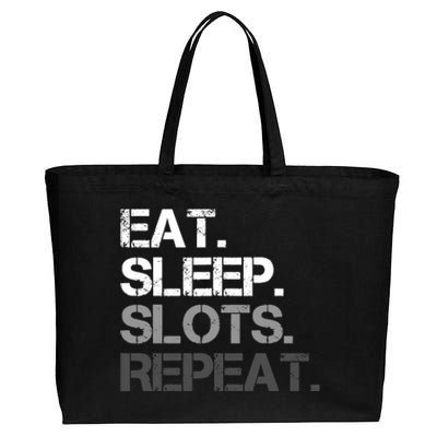 Eat Sleep Slots Repeat - Funny Slot Machine Gambling Cotton Canvas Jumbo Tote