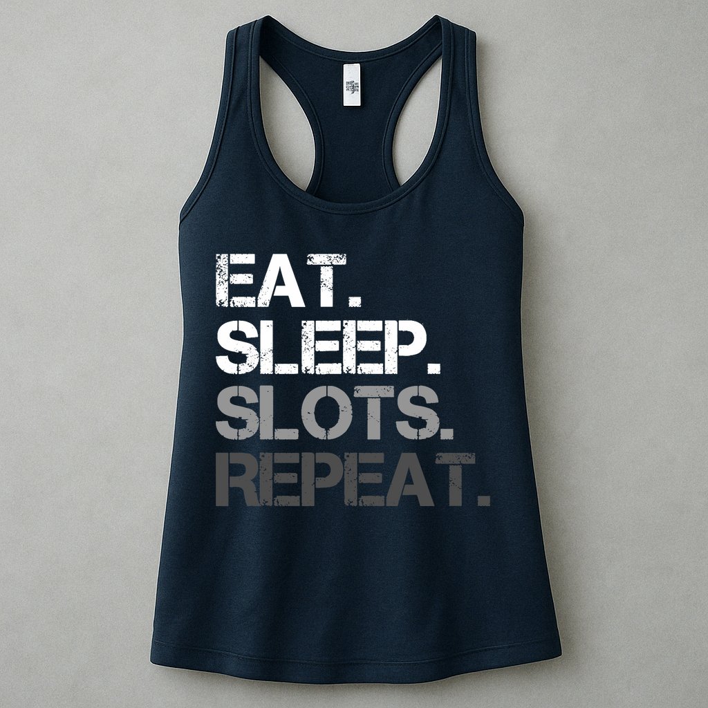 Eat Sleep Slots Repeat - Funny Slot Machine Gambling Womens Tank Top