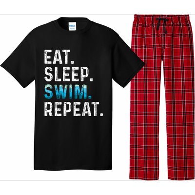 Eat Sleep Swim Repeat Funny Swimmer Swimming Player Graphic Pajama Set