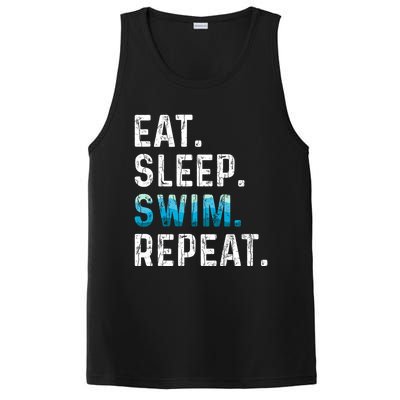 Eat Sleep Swim Repeat Funny Swimmer Swimming Player Graphic PosiCharge Competitor Tank