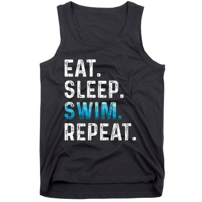 Eat Sleep Swim Repeat Funny Swimmer Swimming Player Graphic Tank Top