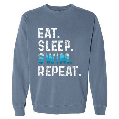 Eat Sleep Swim Repeat Funny Swimmer Swimming Player Graphic Garment-Dyed Sweatshirt