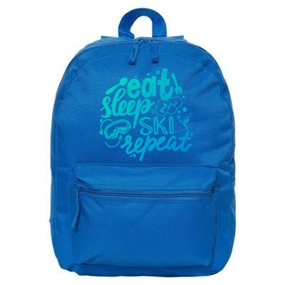 Eat Sleep Ski Repeat Skiing Skier Funny Vintage Retro Meaningful Gift 16 in Basic Backpack