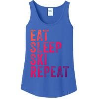 Eat Sleep Ski Repeat Skiing Skier Funny Vintage Distressed Gift Ladies Essential Tank