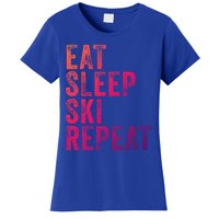 Eat Sleep Ski Repeat Skiing Skier Funny Vintage Distressed Gift Women's T-Shirt