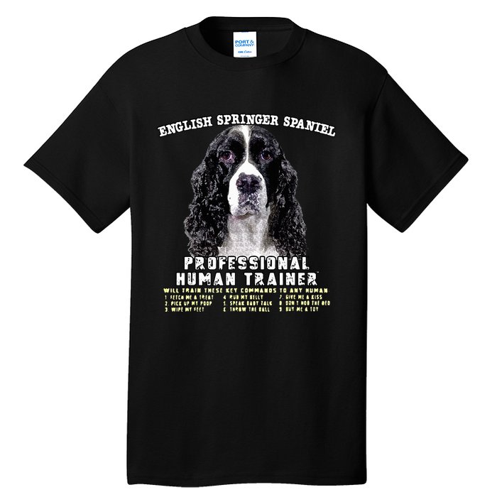 English Springer Spaniel Black Professional Human Trainer Tall T-Shirt