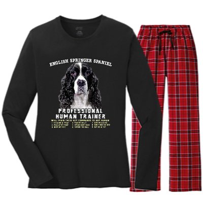 English Springer Spaniel Black Professional Human Trainer Women's Long Sleeve Flannel Pajama Set 