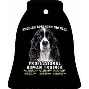 English Springer Spaniel Black Professional Human Trainer Ceramic Bell Ornament