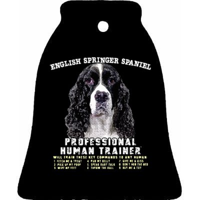 English Springer Spaniel Black Professional Human Trainer Ceramic Bell Ornament