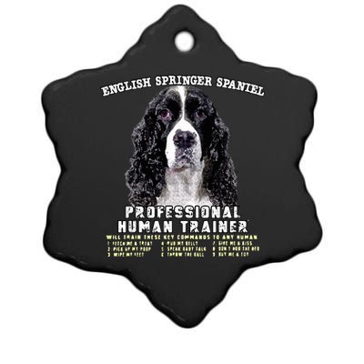 English Springer Spaniel Black Professional Human Trainer Ceramic Star Ornament