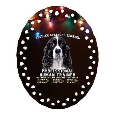 English Springer Spaniel Black Professional Human Trainer Ceramic Oval Ornament