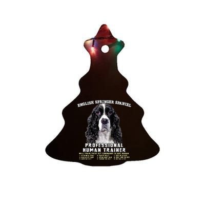 English Springer Spaniel Black Professional Human Trainer Ceramic Tree Ornament