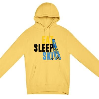 Eat Sleep Ski Skiing Winter Sports Mountain Skier Gift Premium Pullover Hoodie