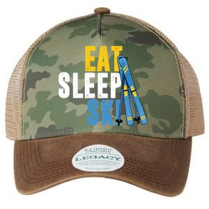 Eat Sleep Ski Skiing Winter Sports Mountain Skier Gift Legacy Tie Dye Trucker Hat