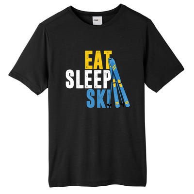 Eat Sleep Ski Skiing Winter Sports Mountain Skier Gift Tall Fusion ChromaSoft Performance T-Shirt