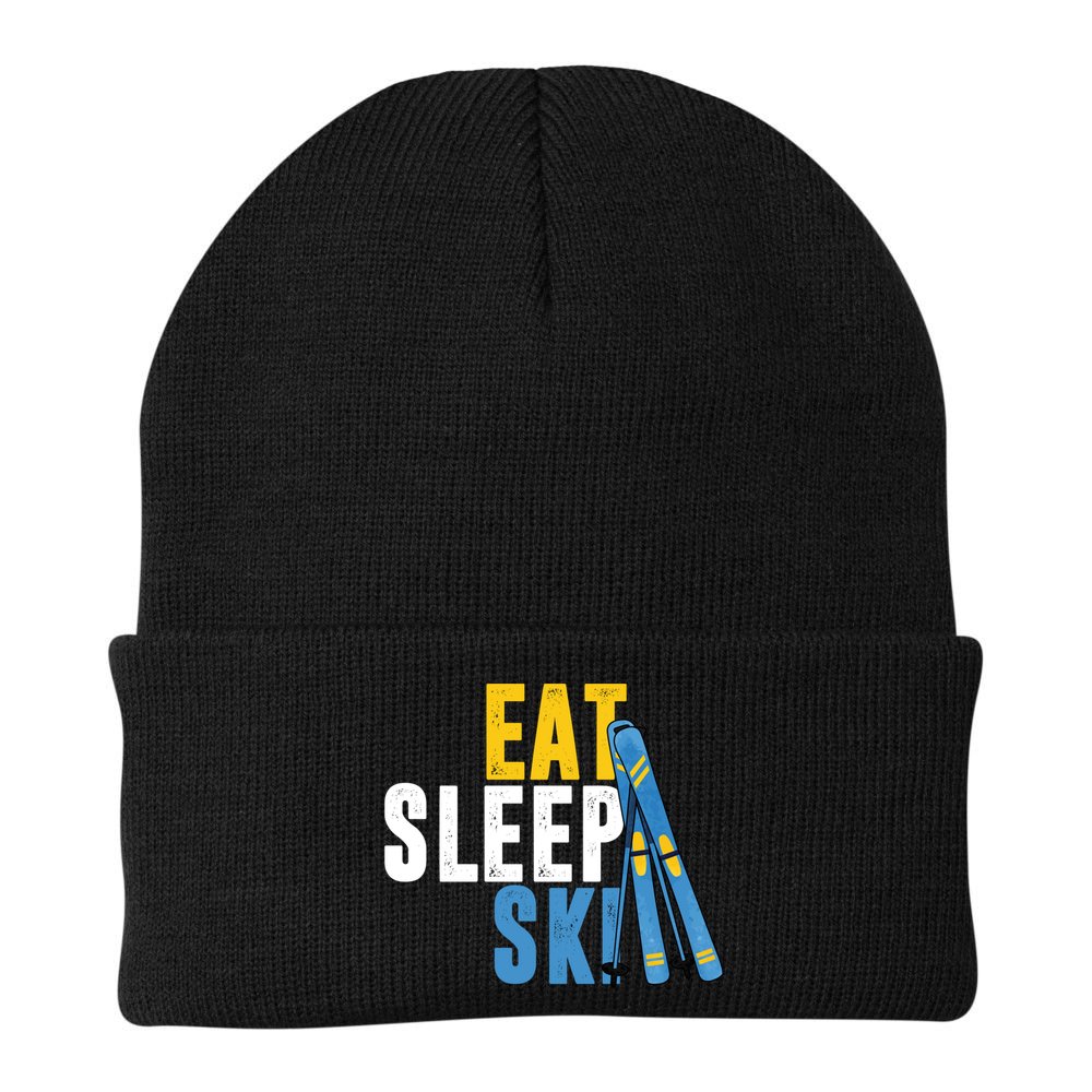 Eat Sleep Ski Skiing Winter Sports Mountain Skier Gift Beanie