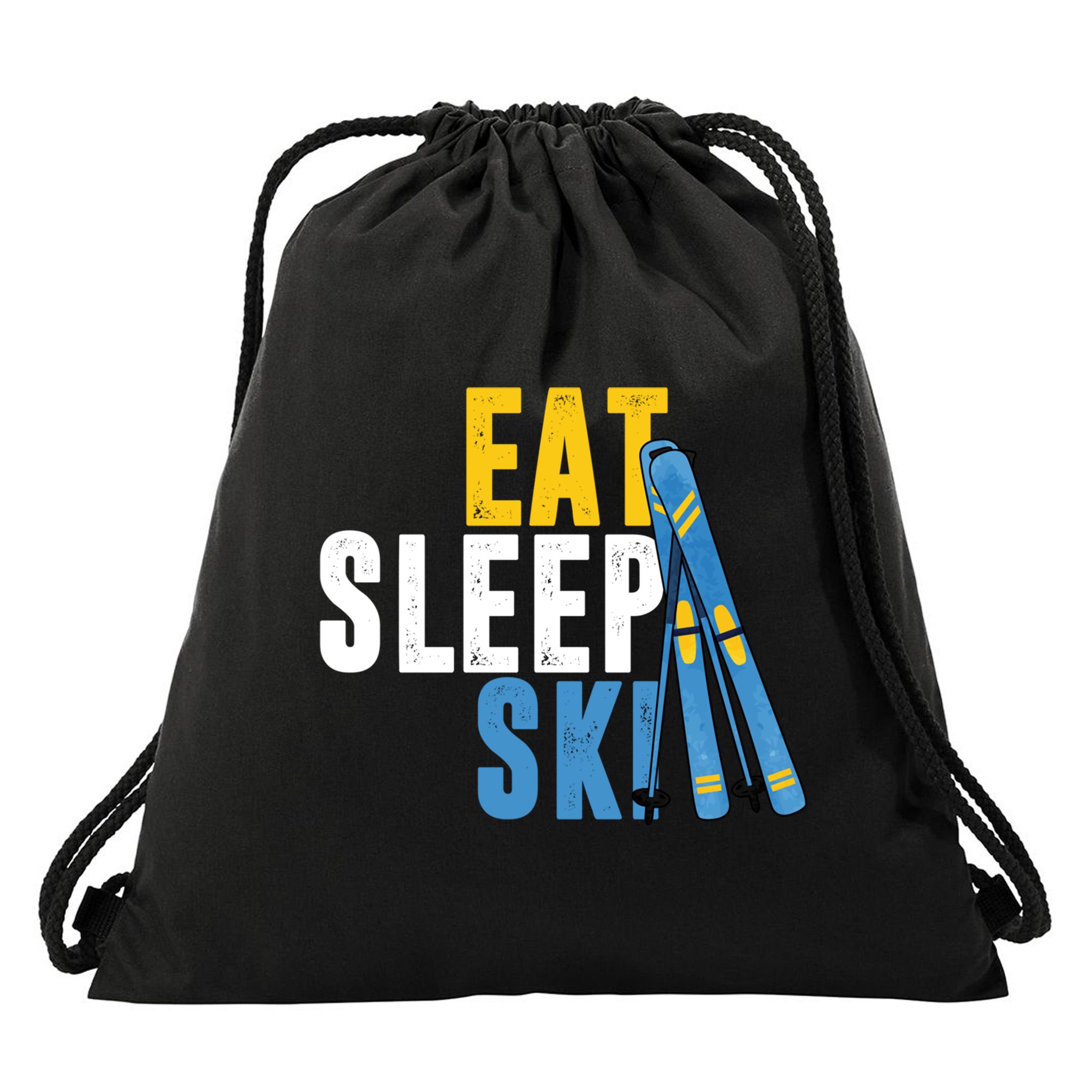 Eat Sleep Ski Skiing Winter Sports Mountain Skier Gift Drawstring Bag