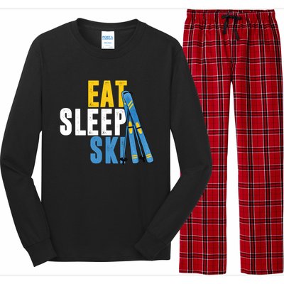 Eat Sleep Ski Skiing Winter Sports Mountain Skier Gift Long Sleeve Pajama Set