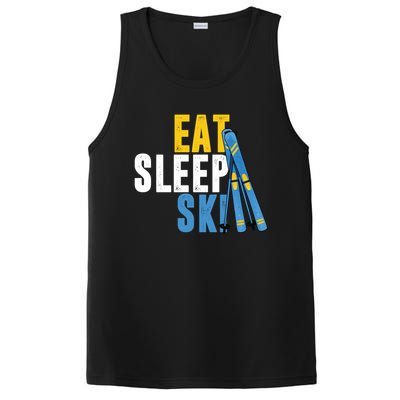 Eat Sleep Ski Skiing Winter Sports Mountain Skier Gift PosiCharge Competitor Tank