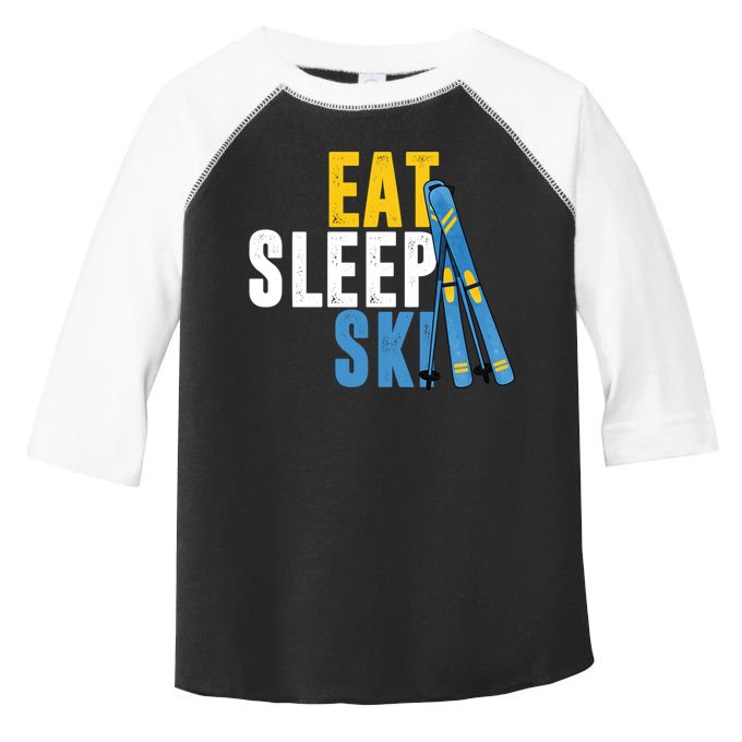 Eat Sleep Ski Skiing Winter Sports Mountain Skier Gift Toddler Fine Jersey T-Shirt