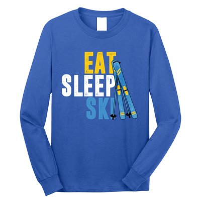 Eat Sleep Ski Skiing Winter Sports Mountain Skier Gift Long Sleeve Shirt