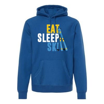 Eat Sleep Ski Skiing Winter Sports Mountain Skier Gift Premium Hoodie