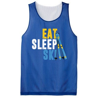 Eat Sleep Ski Skiing Winter Sports Mountain Skier Gift Mesh Reversible Basketball Jersey Tank