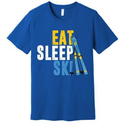 Eat Sleep Ski Skiing Winter Sports Mountain Skier Gift Premium T-Shirt