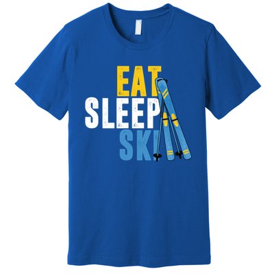 Eat Sleep Ski Skiing Winter Sports Mountain Skier Gift Premium T-Shirt