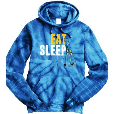 Eat Sleep Ski Skiing Winter Sports Mountain Skier Gift Tie Dye Hoodie