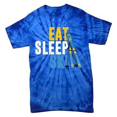 Eat Sleep Ski Skiing Winter Sports Mountain Skier Gift Tie-Dye T-Shirt