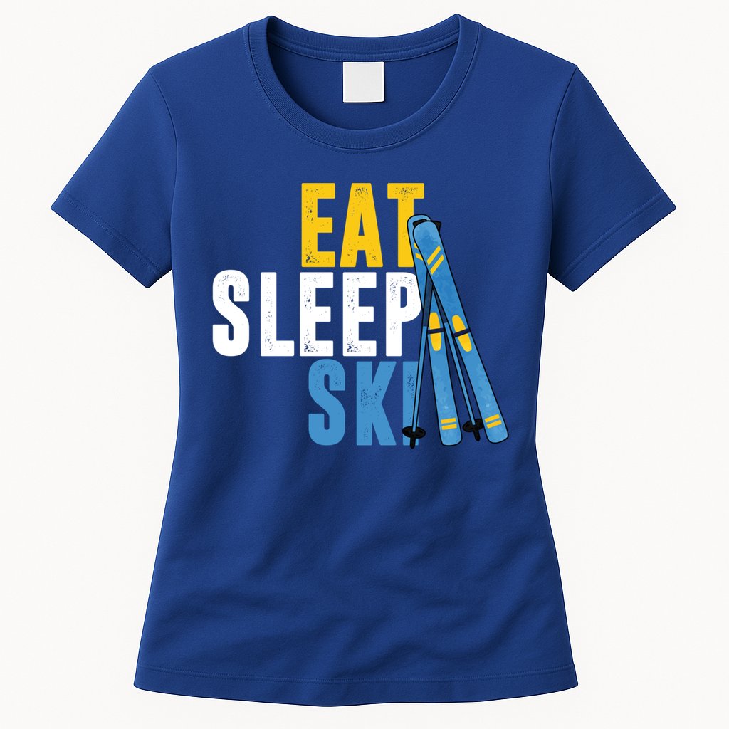 Eat Sleep Ski Skiing Winter Sports Mountain Skier Gift Womens T-Shirt